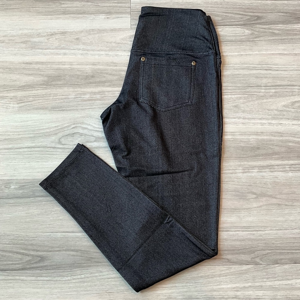 Ruby Ribbon Black Denim Leggings